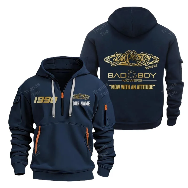 Navy Color Special Release Farmer Badboy Tractor Fashion Hoodie Half Zipper QTFA180724A32