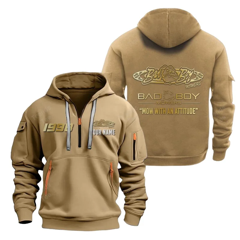 Khaki Color Special Release Farmer Badboy Tractor Fashion Hoodie Half Zipper QTFA180724A32