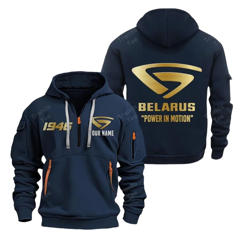 Navy Color Special Release Farmer Belarus Tractor Fashion Hoodie Half Zipper QTFA180724A26