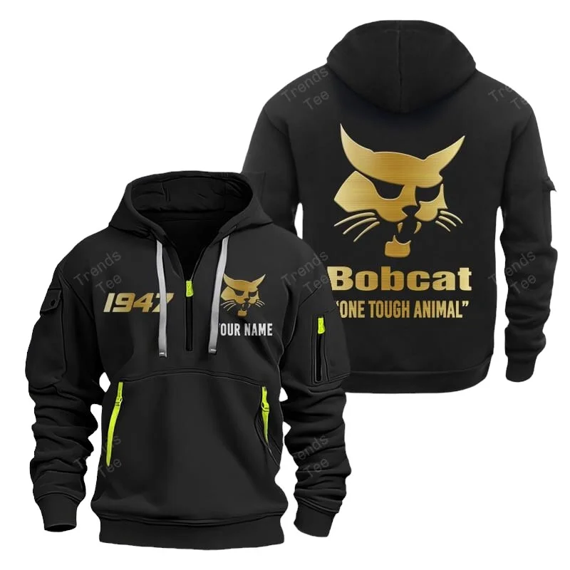 Black Color Special Release Farmer Bobcat Tractor Fashion Hoodie Half Zipper QTFA180724A23