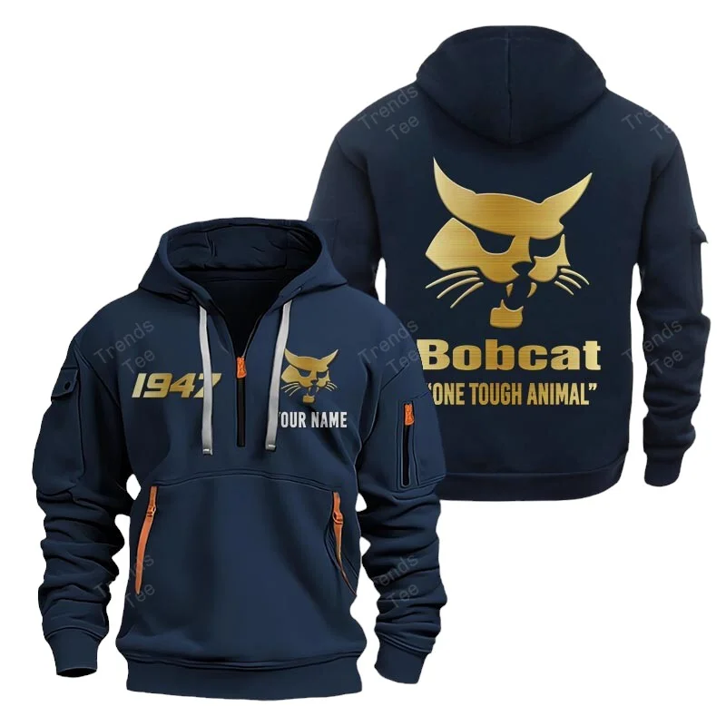 Navy Color Special Release Farmer Bobcat Tractor Fashion Hoodie Half Zipper QTFA180724A23