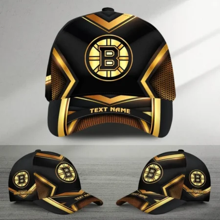 Boston Bruins Gold Carbon Mix Color National Hockey League Caps All Over Prints