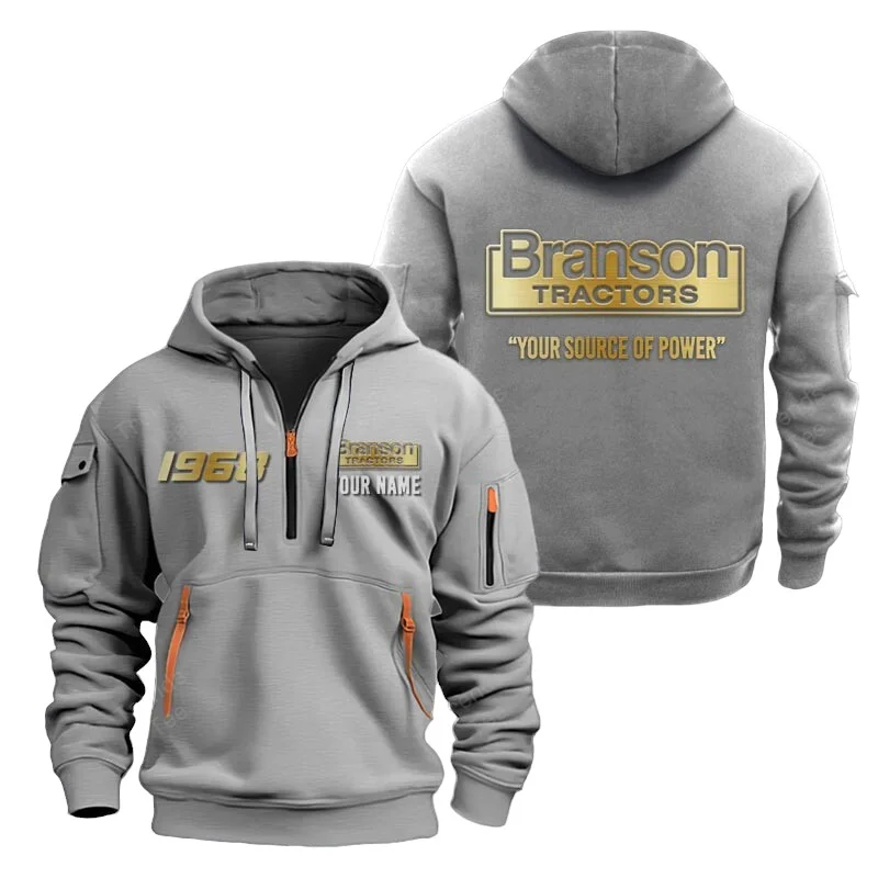 Gray Color Special Release Farmer Branson Tractor Fashion Hoodie Half Zipper QTFA180724A25