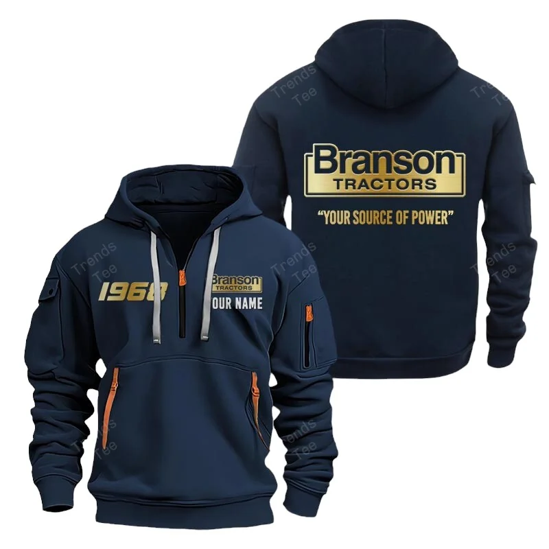 Navy Color Special Release Farmer Branson Tractor Fashion Hoodie Half Zipper QTFA180724A25