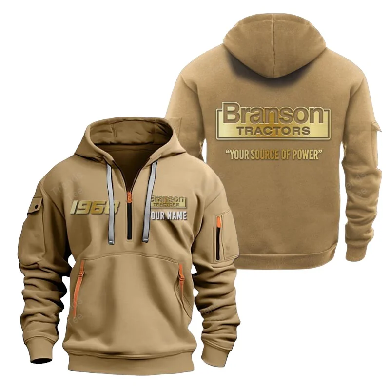 Khaki Color Special Release Farmer Branson Tractor Fashion Hoodie Half Zipper QTFA180724A25