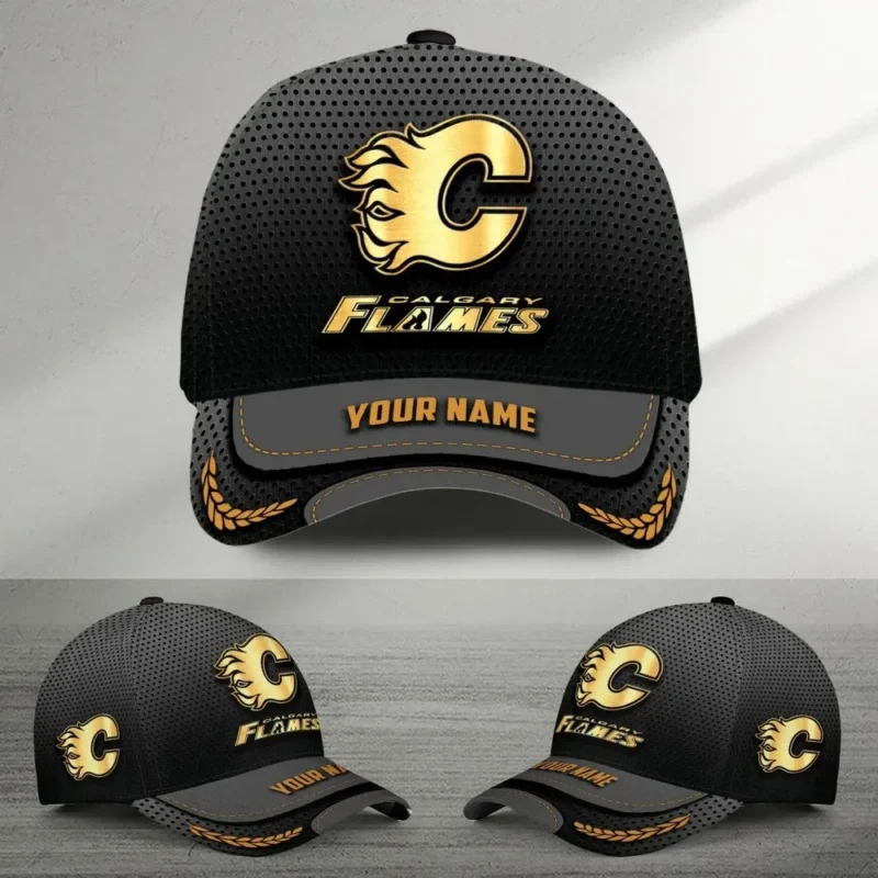 Calgary Flames  Gold Color Mix Carbon Fiber Circle National Hockey League All Over Prints