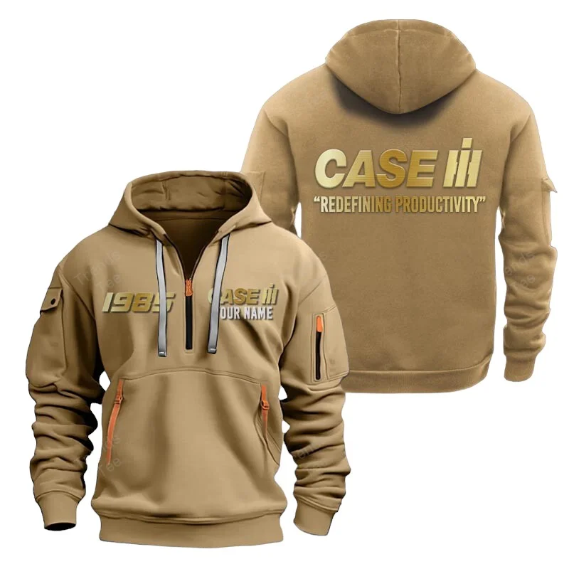 Khaki Color Special Release Farmer Case IH Tractor Fashion Hoodie Half Zipper QTFA180724A1