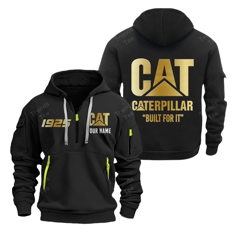 Black Color Special Release Farmer Caterpillar Tractor Fashion Hoodie Half Zipper QTFA180724A8