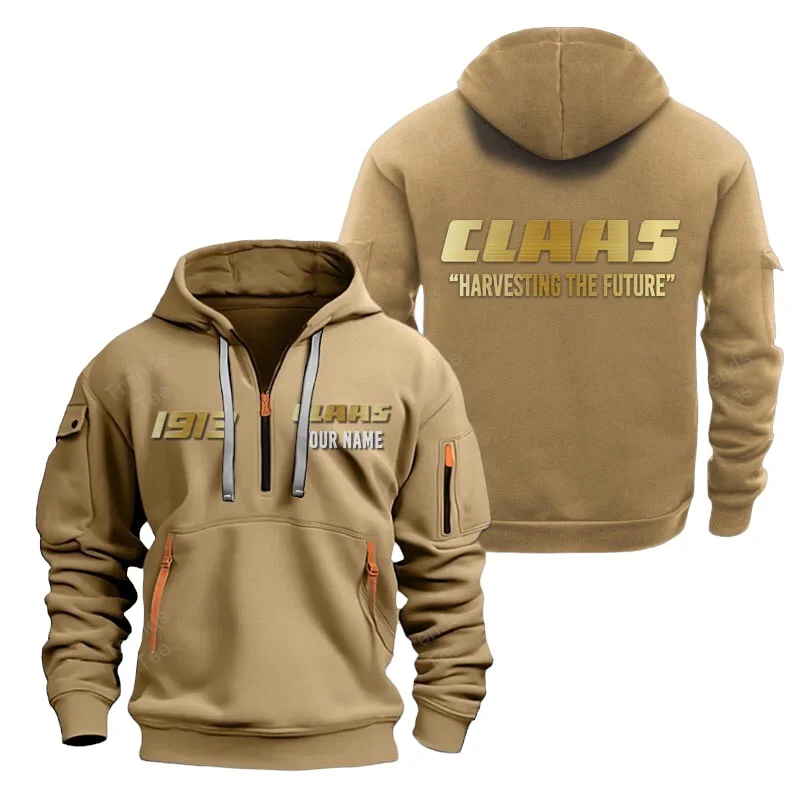 Khaki Color Special Release Farmer Claas Tractor Fashion Hoodie Half Zipper QTFA180724A12