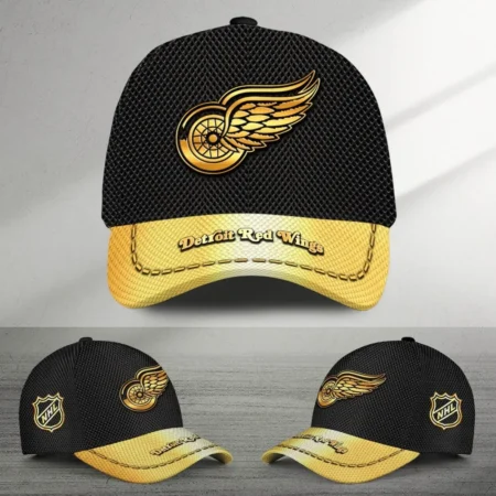 Detroit Red Gold Carbon Color National Hockey League Caps All Over Prints