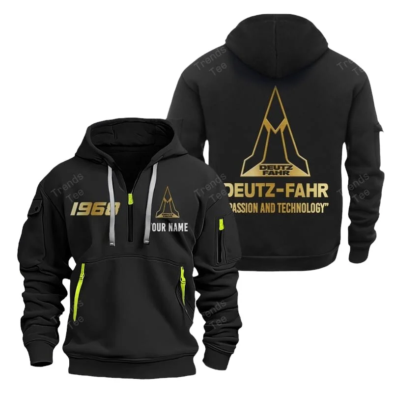 Black Color Special Release Farmer Deutz-Fahr Tractor Fashion Hoodie Half Zipper QTFA180724A31