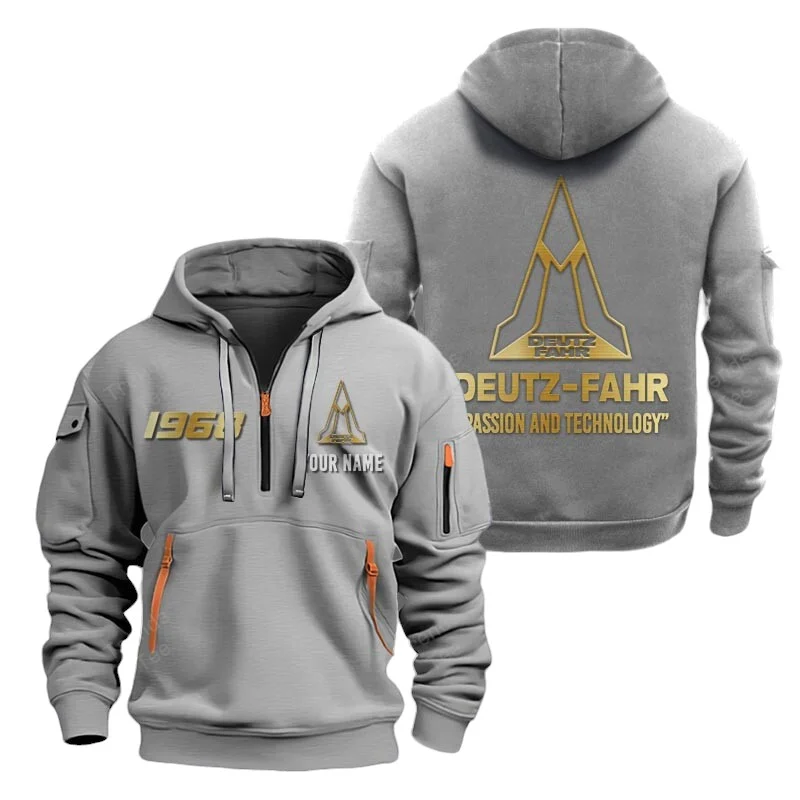 Gray Color Special Release Farmer Deutz-Fahr Tractor Fashion Hoodie Half Zipper QTFA180724A31