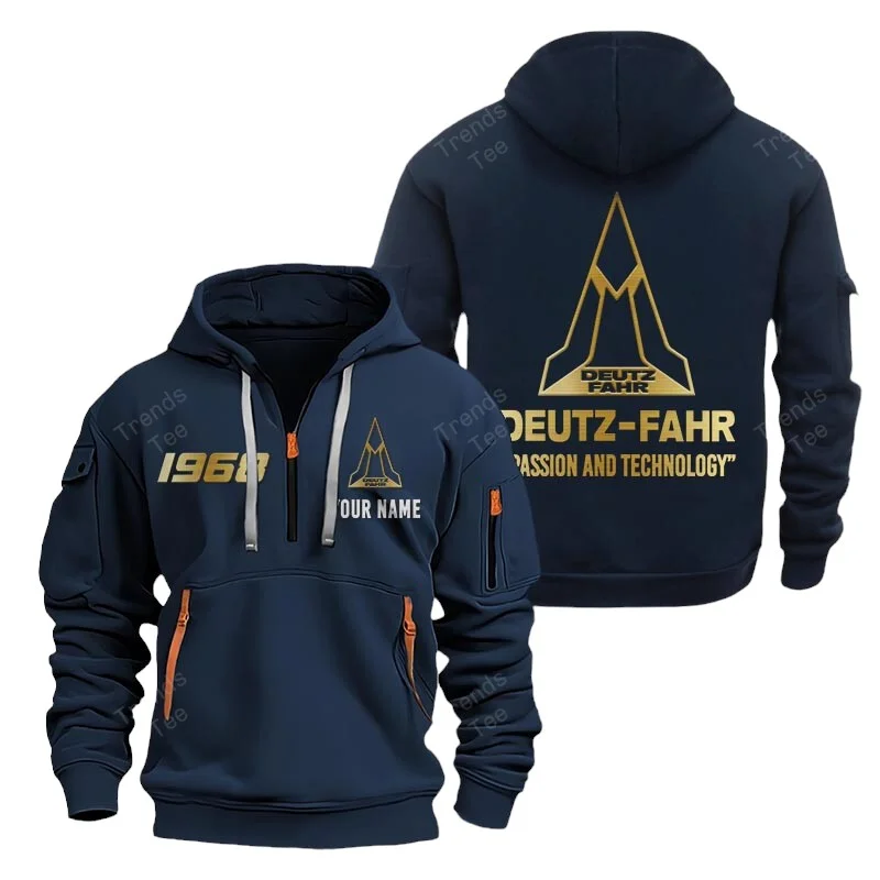 Navy Color Special Release Farmer Deutz-Fahr Tractor Fashion Hoodie Half Zipper QTFA180724A31