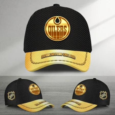 Edmonton Oilers Gold Carbon Color National Hockey League Caps All Over Prints