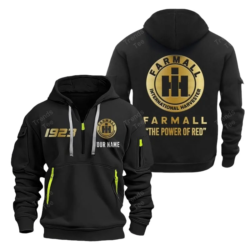 Black Color Special Release Farmer Farmall Tractor Fashion Hoodie Half Zipper QTFA180724A14