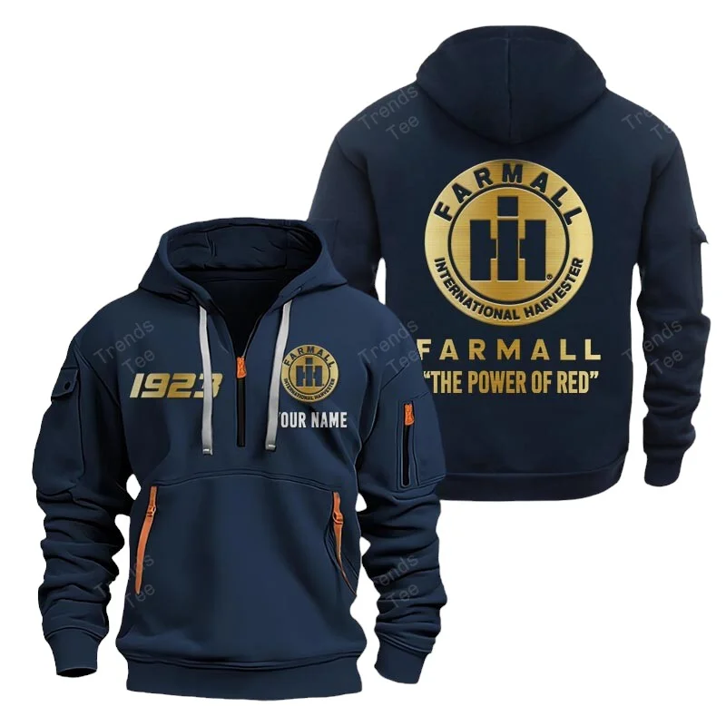 Navy Color Special Release Farmer Farmall Tractor Fashion Hoodie Half Zipper QTFA180724A14