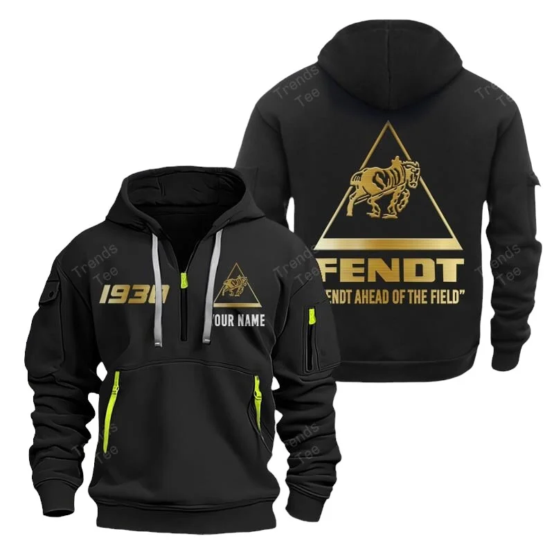 Black Color Special Release Farmer Fendt Tractor Fashion Hoodie Half Zipper QTFA180724A13