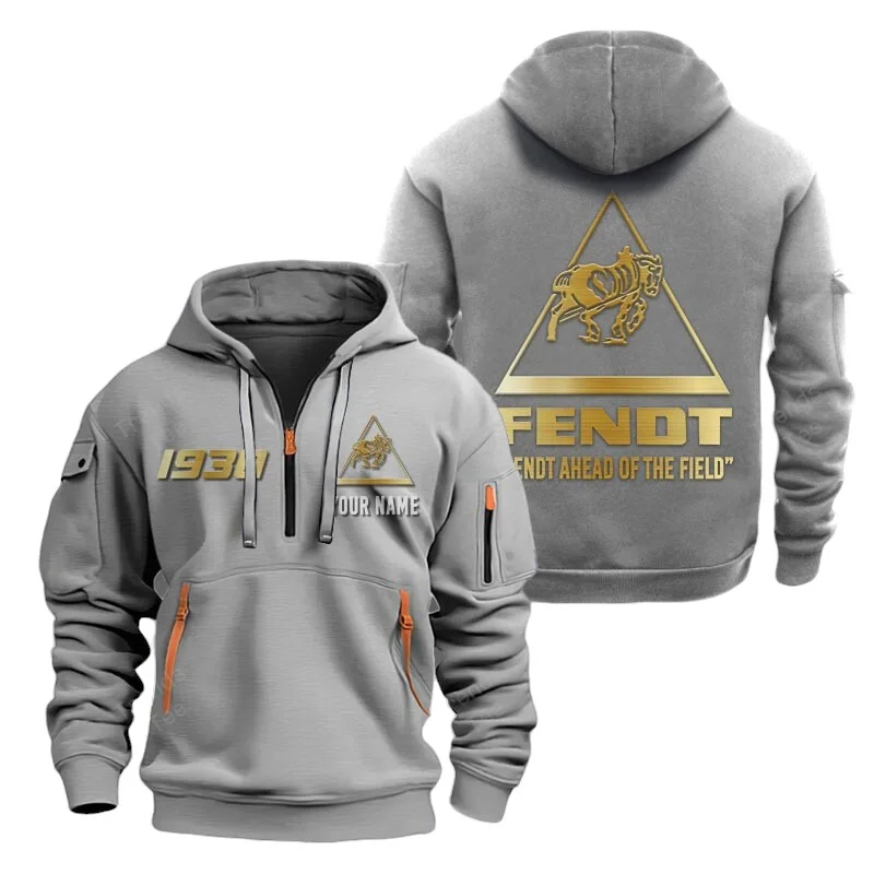 Gray Color Special Release Farmer Fendt Tractor Fashion Hoodie Half Zipper QTFA180724A13