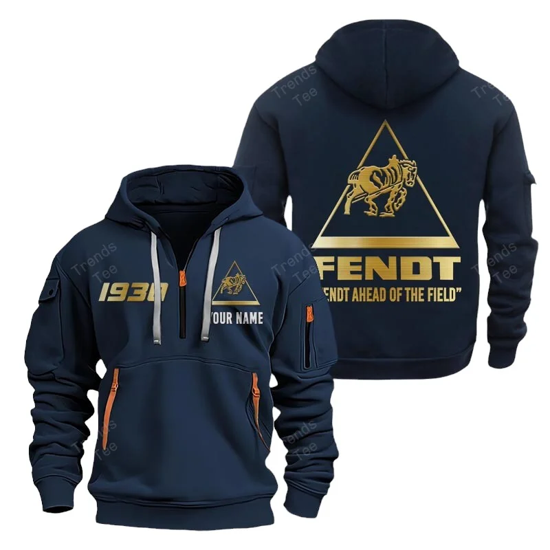 Navy Color Special Release Farmer Fendt Tractor Fashion Hoodie Half Zipper QTFA180724A13