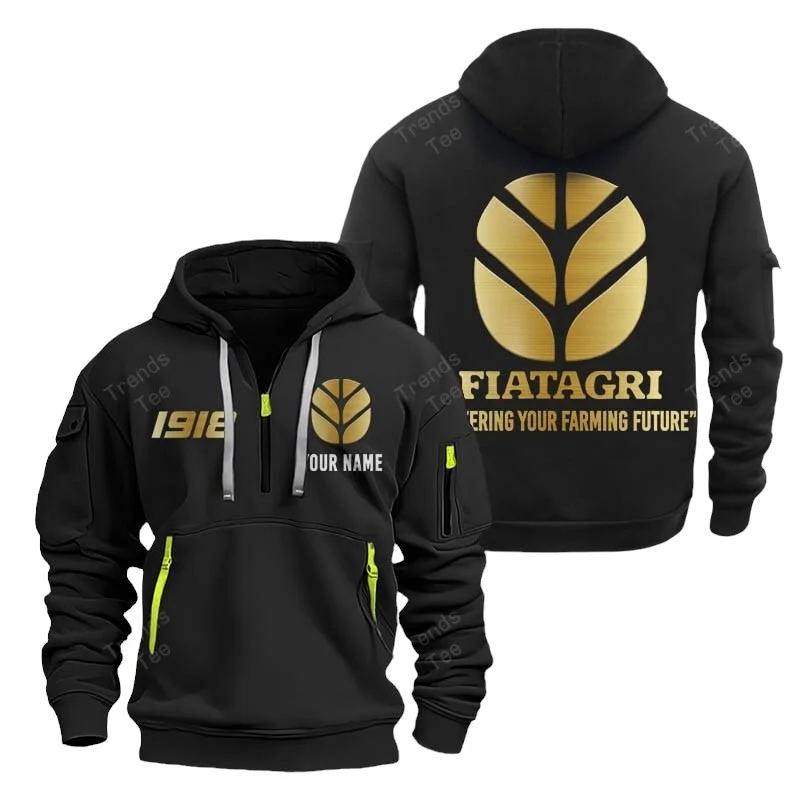 Black Color Special Release Farmer Fiatagri Tractor Fashion Hoodie Half Zipper QTFA180724A28