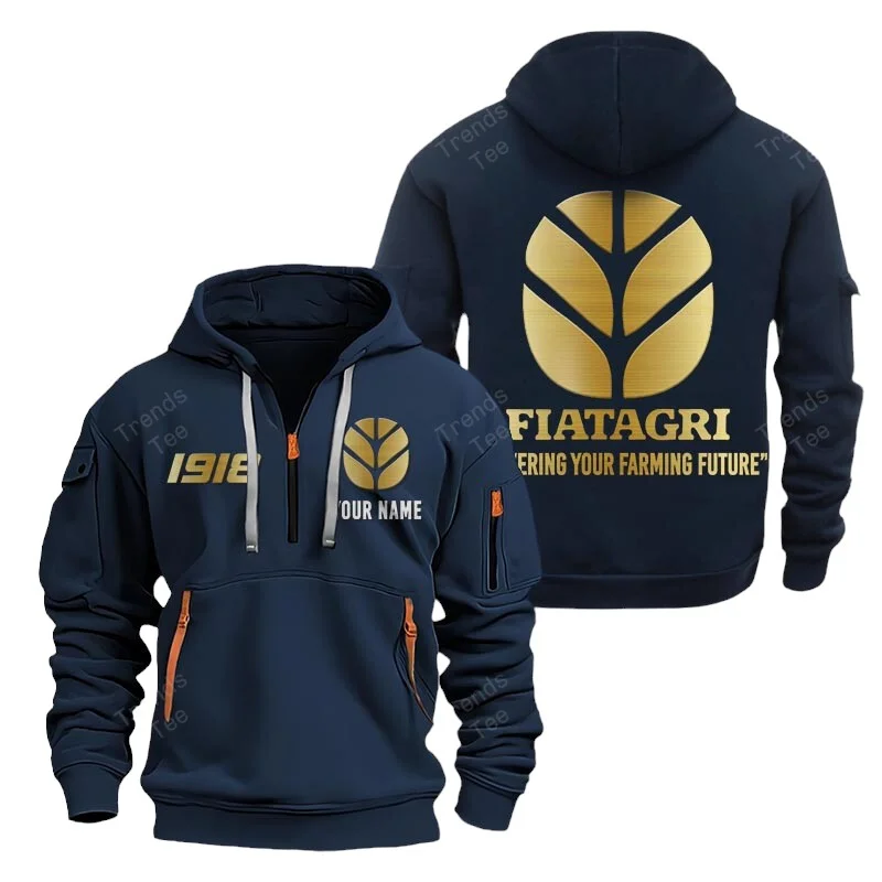 Navy Color Special Release Farmer Fiatagri Tractor Fashion Hoodie Half Zipper QTFA180724A28