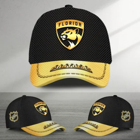 Florida Panthers Gold Carbon Color National Hockey League Caps All Over Prints