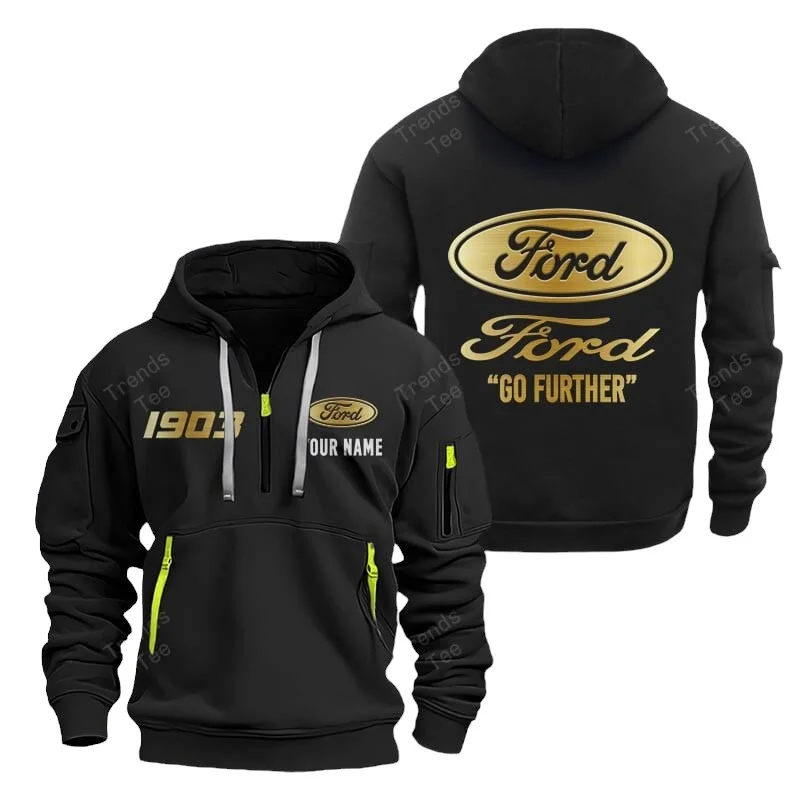 Black Color Special Release Farmer Ford Tractor Fashion Hoodie Half Zipper QTFA180724A15