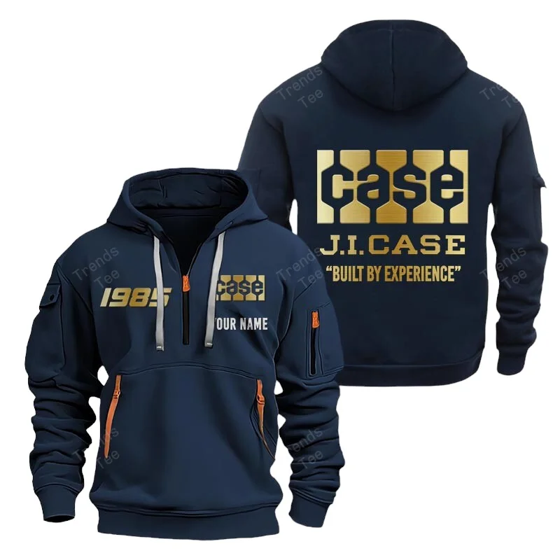 Navy Color Special Release Farmer J.I. Case Tractor Fashion Hoodie Half Zipper QTFA180724A6