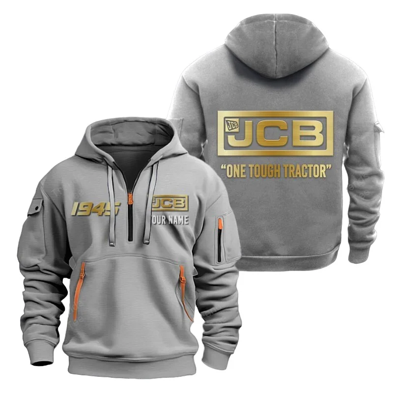 Gray Color Special Release Farmer JCB Tractor Fashion Hoodie Half Zipper QTFA180724A21