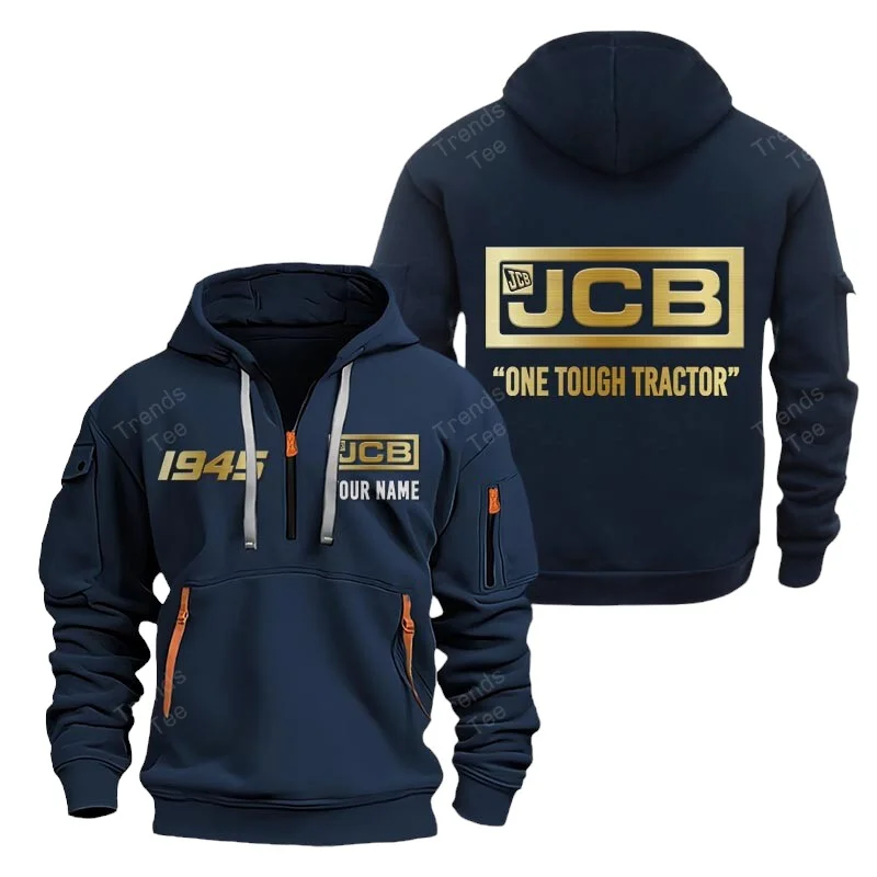 Navy Color Special Release Farmer JCB Tractor Fashion Hoodie Half Zipper QTFA180724A21