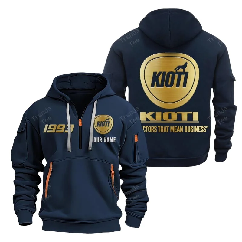 Navy Color Special Release Farmer Kioti Tractor Fashion Hoodie Half Zipper QTFA180724A22