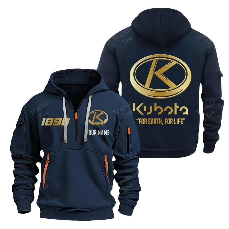 Navy Color Special Release Farmer Kubota Tractor Fashion Hoodie Half Zipper QTFA180724A29