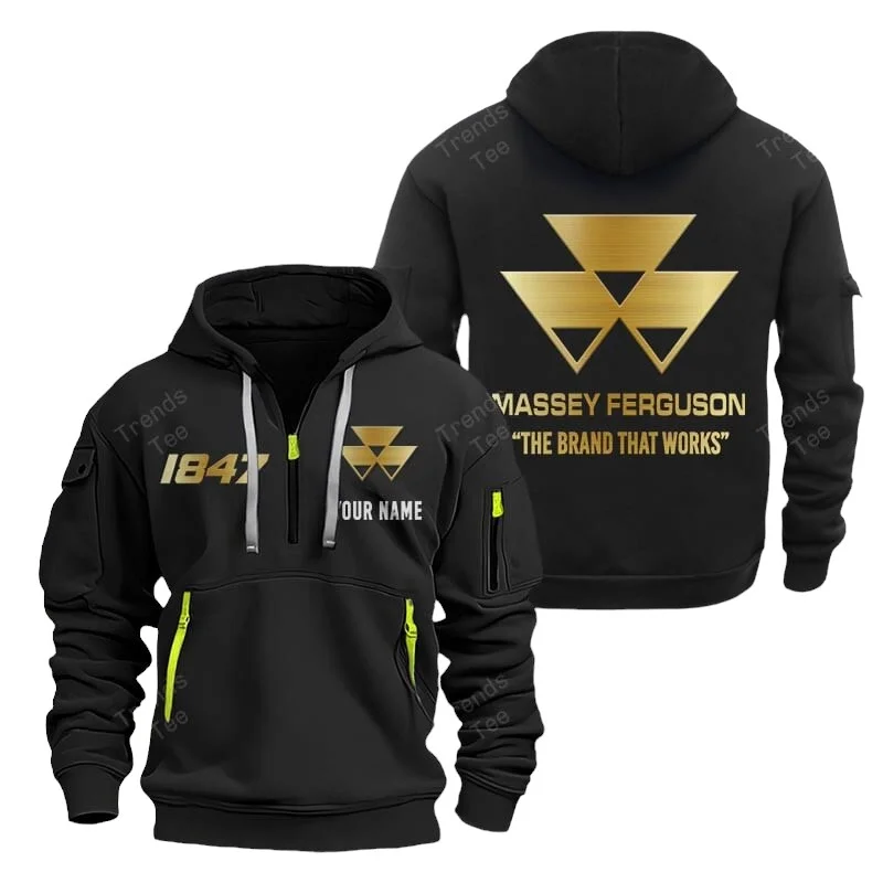 Black Color Special Release Farmer Massey Ferguson Tractor Fashion Hoodie Half Zipper QTFA180724A5