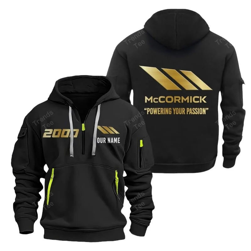 Black Color Special Release Farmer McCormick Tractor Fashion Hoodie Half Zipper QTFA180724A20