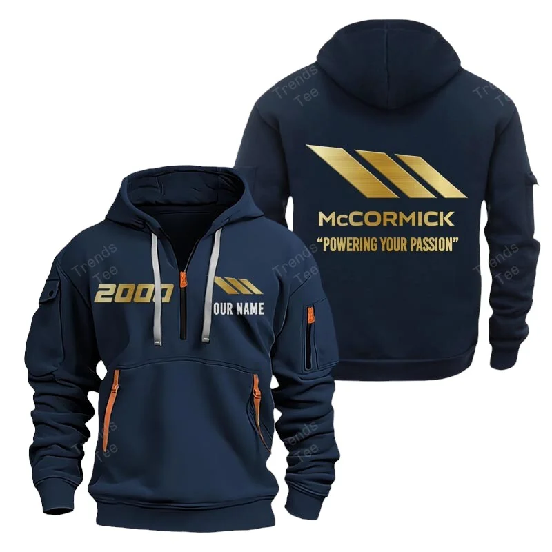 Navy Color Special Release Farmer McCormick Tractor Fashion Hoodie Half Zipper QTFA180724A20