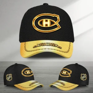 Montreal Canadiens Gold Carbon Color National Hockey League Caps All Over Prints