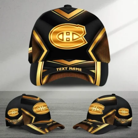 Montreal Canadiens Gold Carbon Mix Color National Hockey League Caps All Over Prints