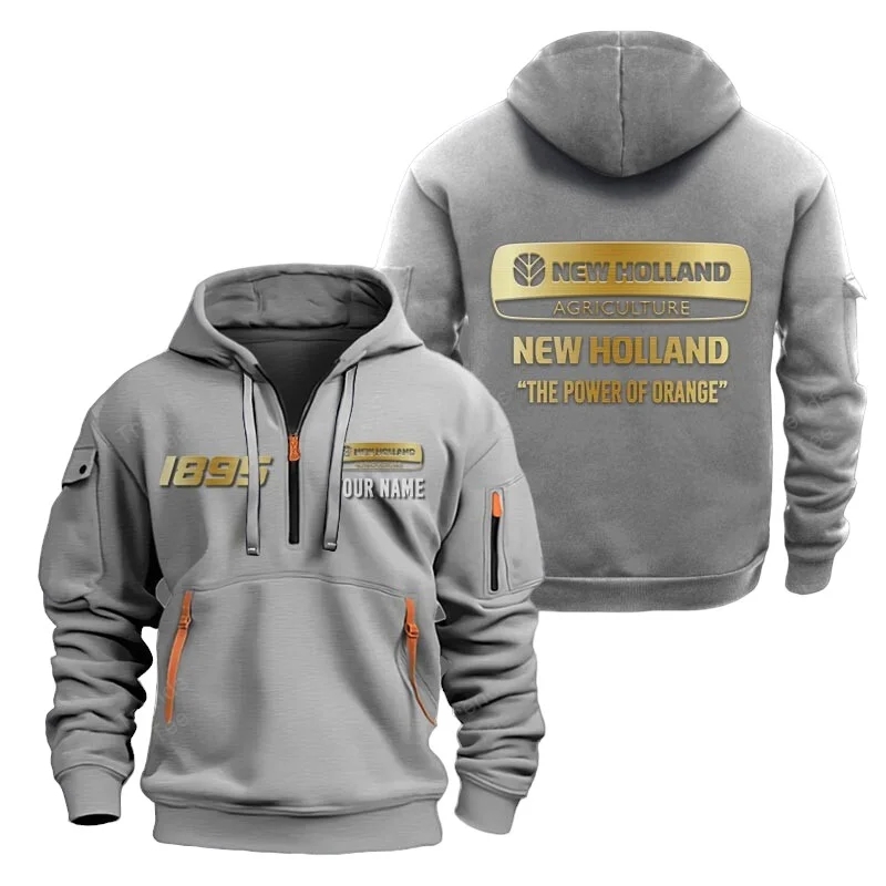 Gray Color Special Release Farmer New Holland Tractor Fashion Hoodie Half Zipper QTFA180724A9