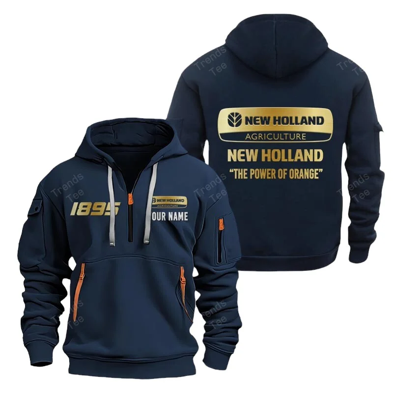 Navy Color Special Release Farmer New Holland Tractor Fashion Hoodie Half Zipper QTFA180724A9