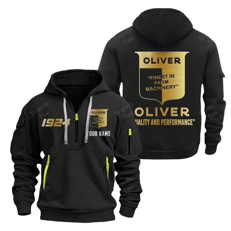 Black Color Special Release Farmer Oliver Tractor Tractor Fashion Hoodie Half Zipper QTFA180724A11