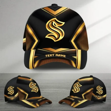 Seattle Kraken Gold Carbon Mix Color National Hockey League Caps All Over Prints