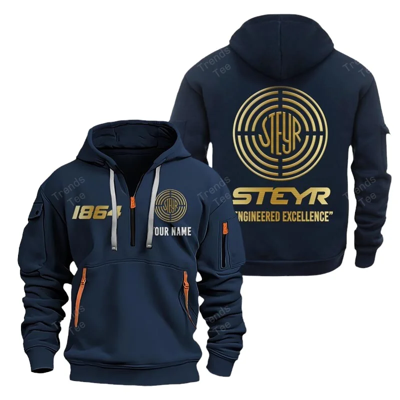 Navy Color Special Release Farmer Steyr Tractor Fashion Hoodie Half Zipper QTFA180724A33