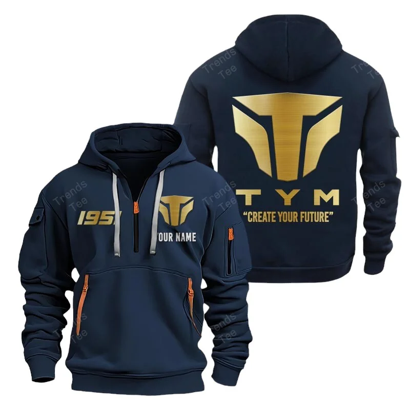 Navy Color Special Release Farmer TYM Tractors Tractor Fashion Hoodie Half Zipper QTFA180724A17