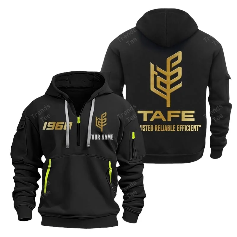 Black Color Special Release Farmer Tafe Tractor Fashion Hoodie Half Zipper QTFA180724A24