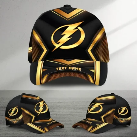 Tampa Bay Lightning Gold Carbon Mix Color National Hockey League Caps All Over Prints