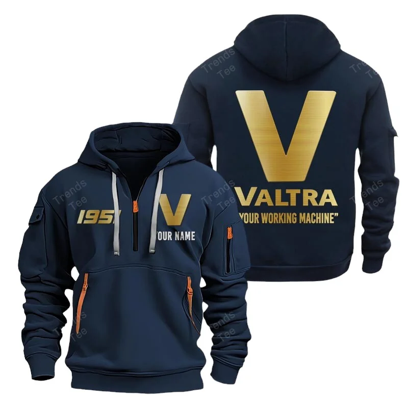 Navy Color Special Release Farmer Valtra Tractor Fashion Hoodie Half Zipper QTFA180724A30