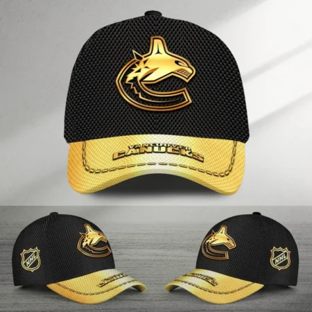 Vancouver Canucks Gold Carbon Color National Hockey League Caps All Over Prints