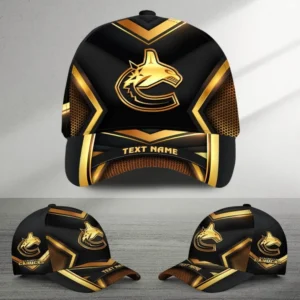 Vancouver Canucks Gold Carbon Mix Color National Hockey League Caps All Over Prints