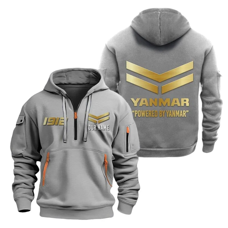 Gray Color Special Release Farmer Yanmar Tractor Fashion Hoodie Half Zipper QTFA180724A36