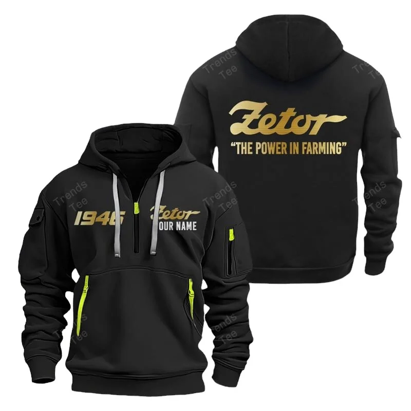 Black Color Special Release Farmer Zetor Tractor Fashion Hoodie Half Zipper QTFA180724A7